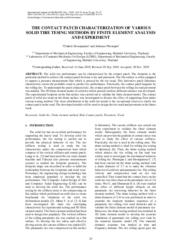 (PDF) The Contact Patch Characterization of Various Solid Tire Tesing ...