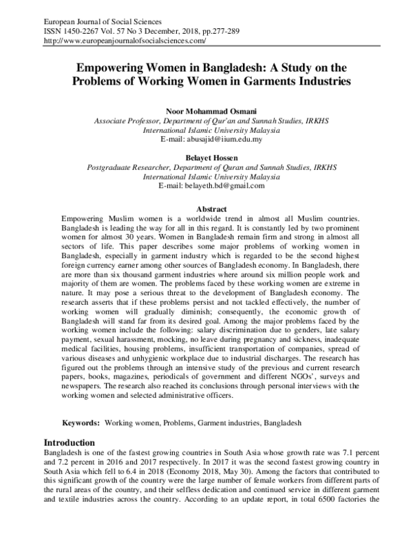 (PDF) Empowering women in Bangladesh: a study on the problems of ...