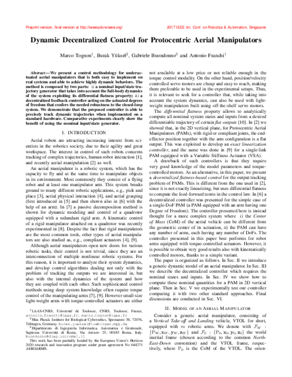 (PDF) Dynamic decentralized control for protocentric aerial ...