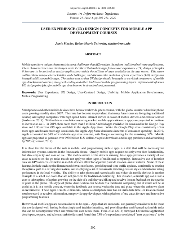(PDF) User Experience (Ux) Design Concepts for Mobile App Development ...