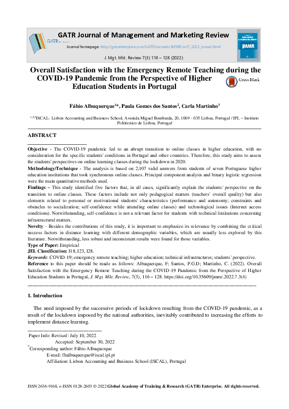 (PDF) Overall Satisfaction with the Emergency Remote Teaching during ...