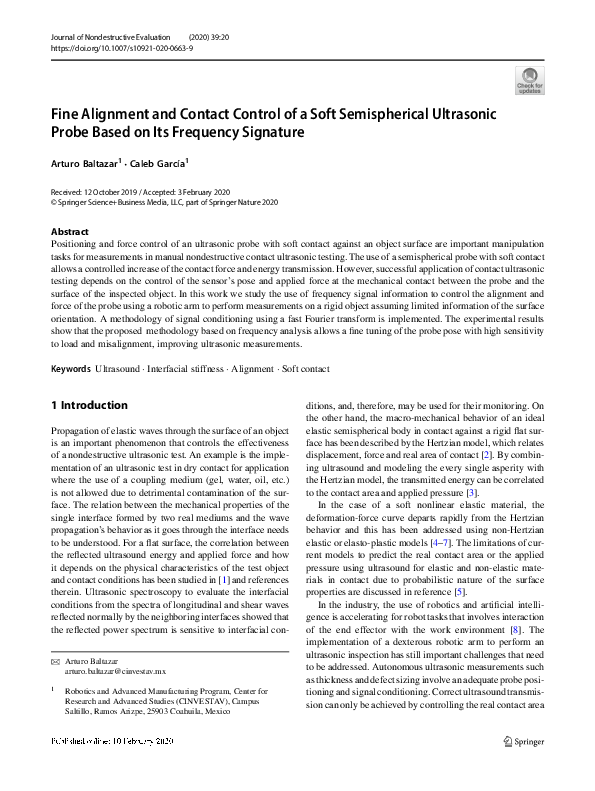 (PDF) Fine Alignment and Contact Control of a Soft Semispherical ...
