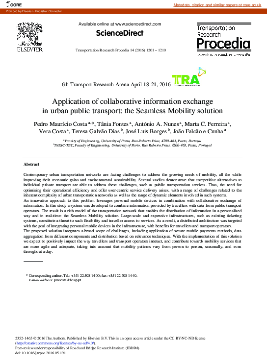 Application of Collaborative Information Exchange in Urban Public Transport: The Seamless Mobility Solution