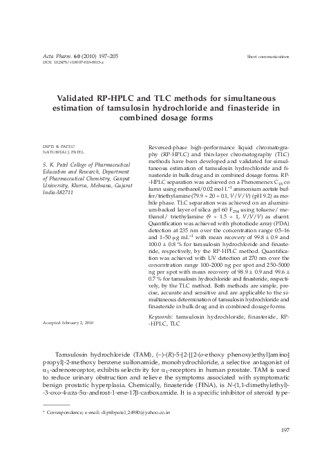 (PDF) Validated RP-HPLC and TLC methods for simultaneous estimation of ...