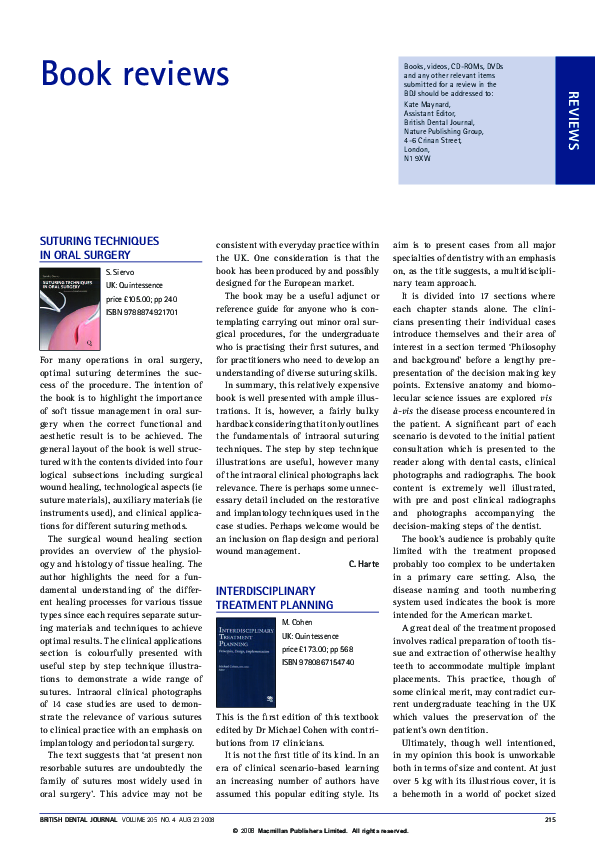 (PDF) Suturing techniques in oral surgery Steven Roser Academia.edu