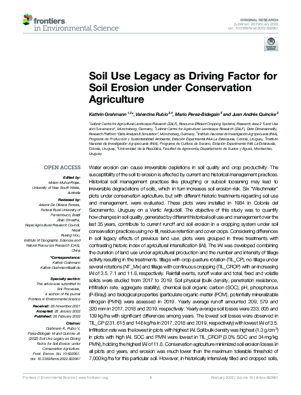 (PDF) Soil Use Legacy as Driving Factor for Soil Erosion under