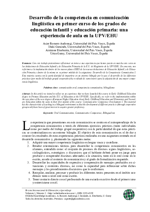 (PDF) Desarrollo de la competencia en comunicación lingüística en ...