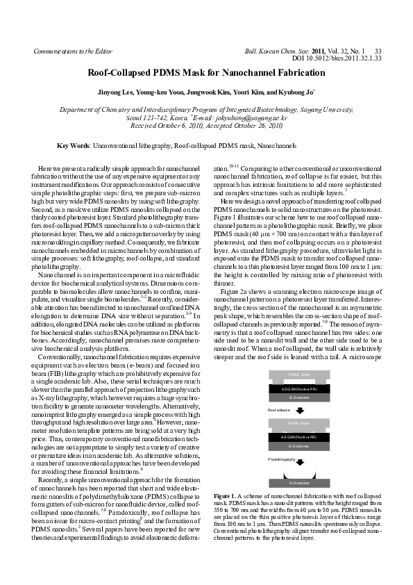 (PDF) Roof-Collapsed PDMS Mask for Nanochannel Fabrication