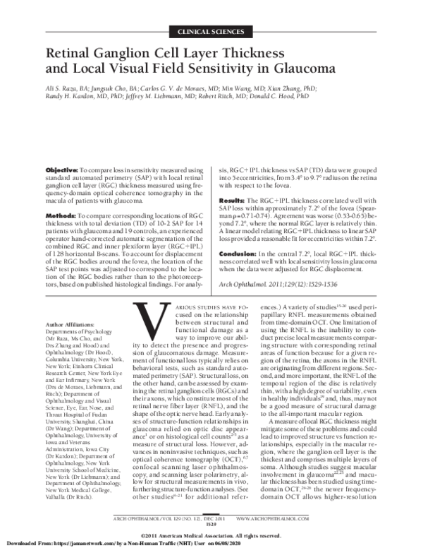 (PDF) Retinal Ganglion Cell Layer Thickness and Local Visual Field ...