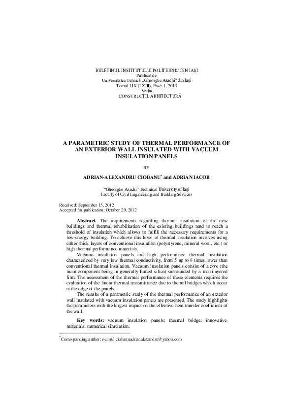 (PDF) A Parametric Study of Thermal Performance of an Exterior Wall ...