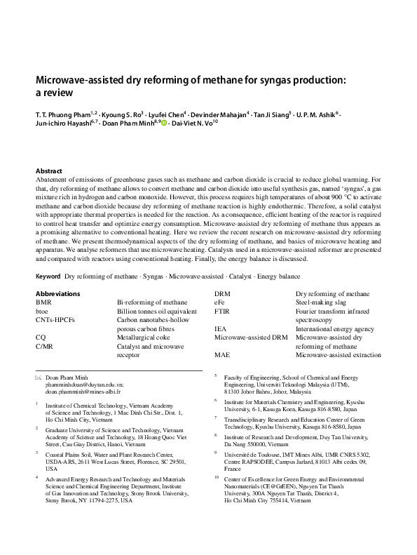 (PDF) Microwave-assisted dry reforming of methane for syngas production ...
