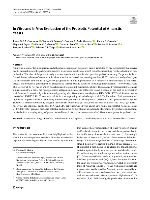 (PDF) In Vitro and In Vivo Evaluation of the Probiotic Potential of ...