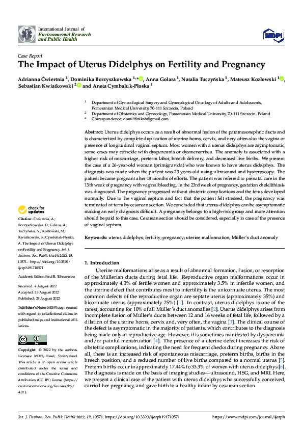 (PDF) The Impact of Uterus Didelphys on Fertility and Pregnancy