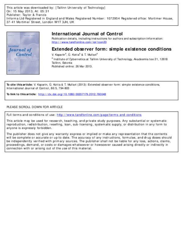 (PDF) Extended observer form: simple existence conditions