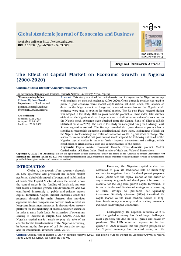 (PDF) The Effect of Capital Market on Economic Growth in Nigeria (2000 ...