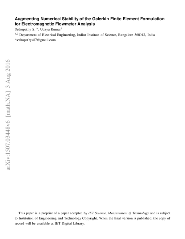 (PDF) Augmenting numerical stability of the Galerkin finite element ...