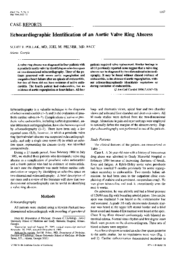 (PDF) Echocardiographic identification of an aortic valve ring abscess