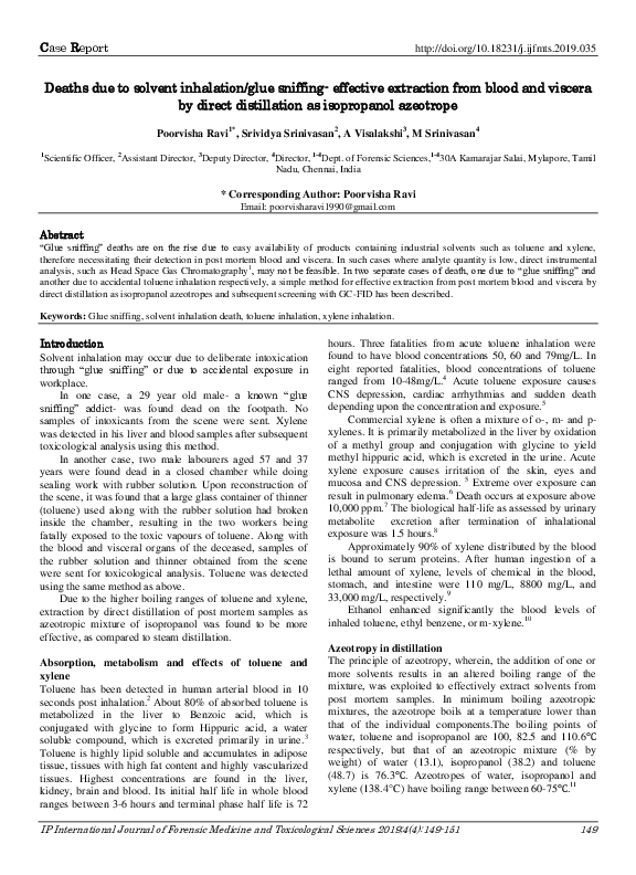 (PDF) Deaths due to solvent inhalation/glue sniffing effective