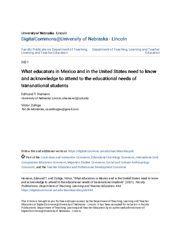 (PDF) What Educators in Mexico and in the United States Need to Know ...