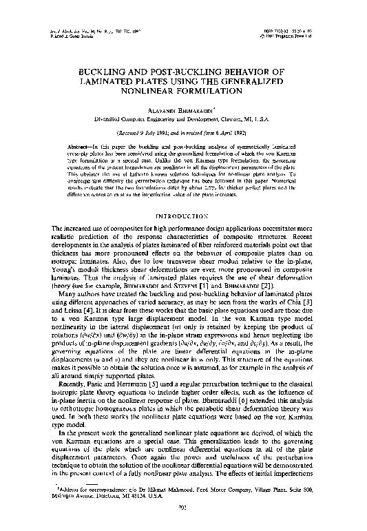 (PDF) Buckling and post-buckling behavior of laminated plates using the ...