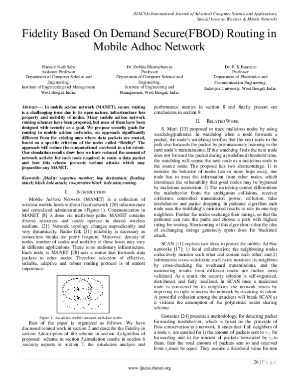 (PDF) Fidelity Based On Demand Secure(FBOD) Routing in Mobile Adhoc Network