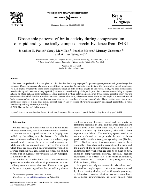(PDF) Dissociable patterns of brain activity during comprehension of ...