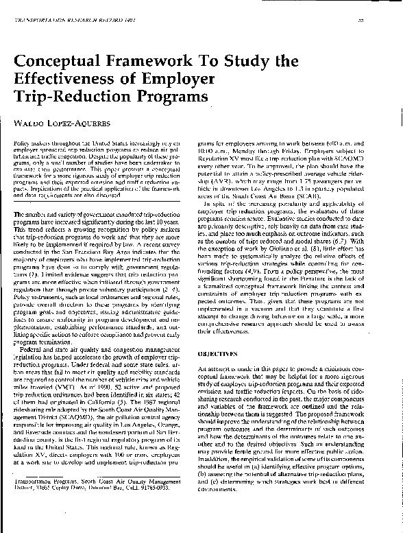 (PDF) Conceptual Framework to Study the Effectiveness of Employer Trip ...