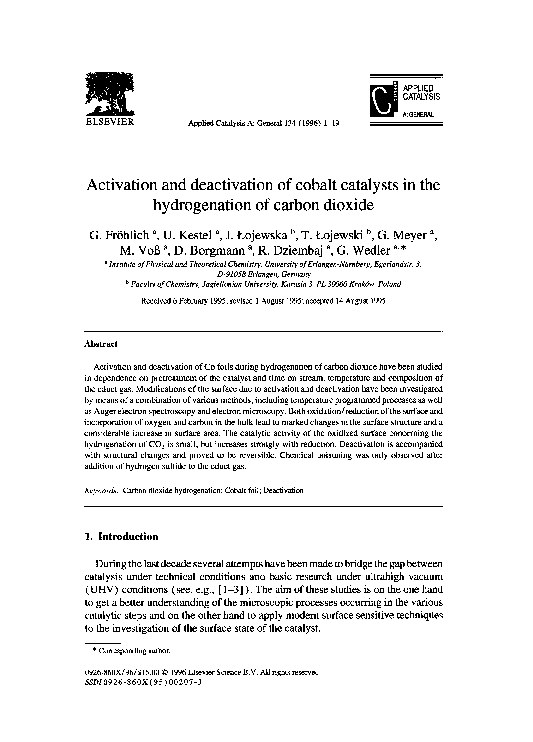 (PDF) Activation and deactivation of cobalt catalysts in the ...