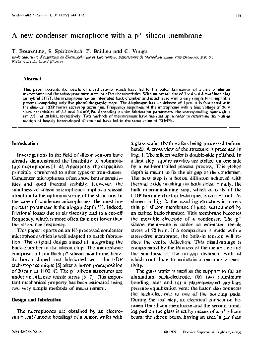 (PDF) A new condenser microphone with a p+ silicon membrane