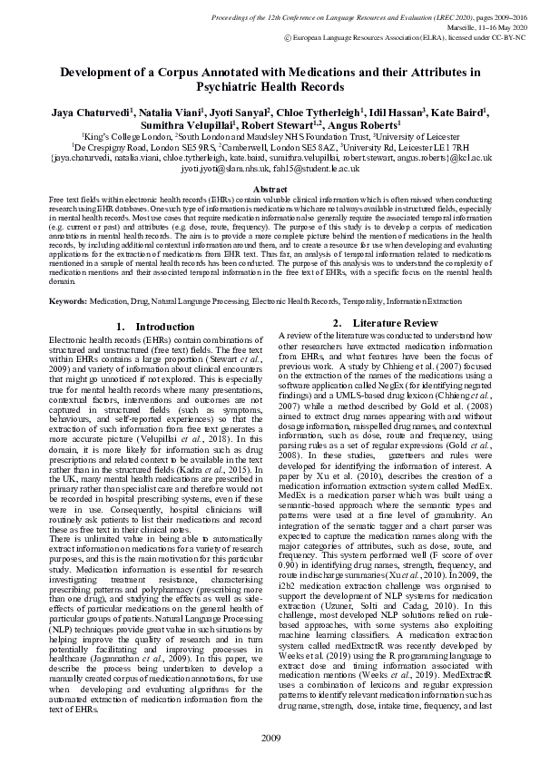 (PDF) Development of a Corpus Annotated with Medications and their ...