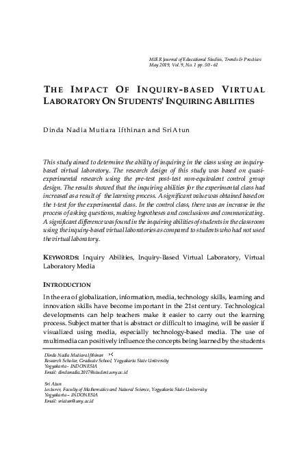 (PDF) The Impact of Inquiry-Based Virtual Laboratory on Students ...
