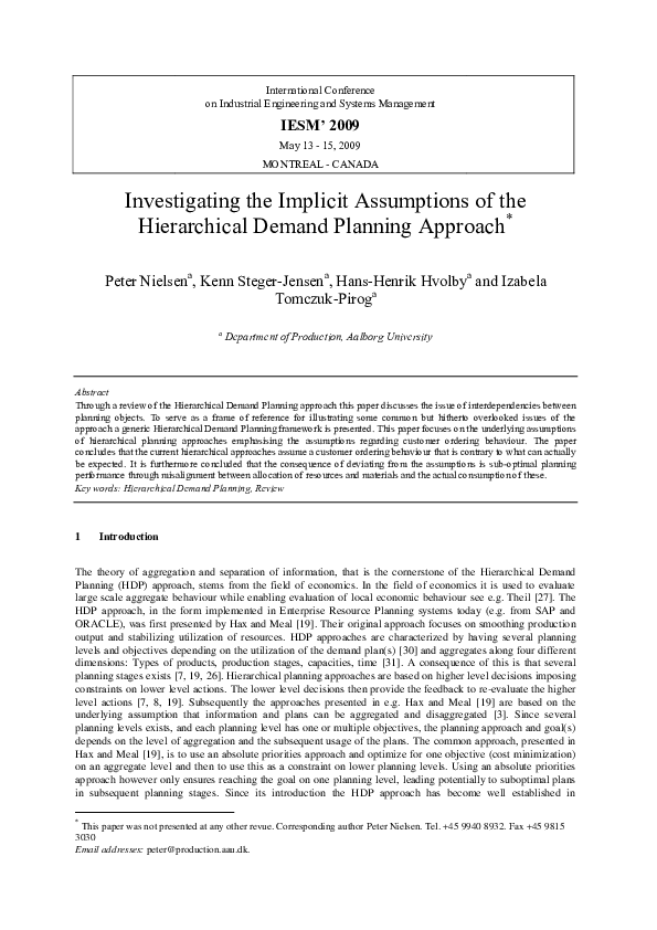 (PDF) Investigating the Implicit Assumptions of the Hierarchical Demand ...