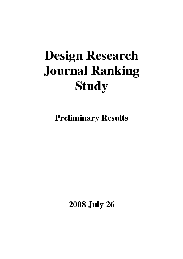 (PDF) Design Research Journal Ranking Study: Preliminary Results
