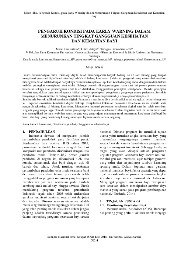 PDF Pengaruh Kondisi Pada Early Warning Dalam Menurunkan Tingkat 