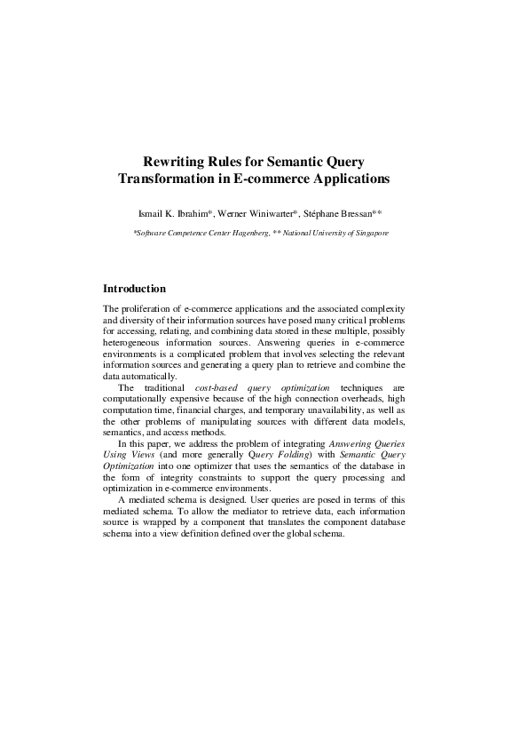 (PDF) Rewriting Rules for Semantic Query Transformation in E-commerce ...