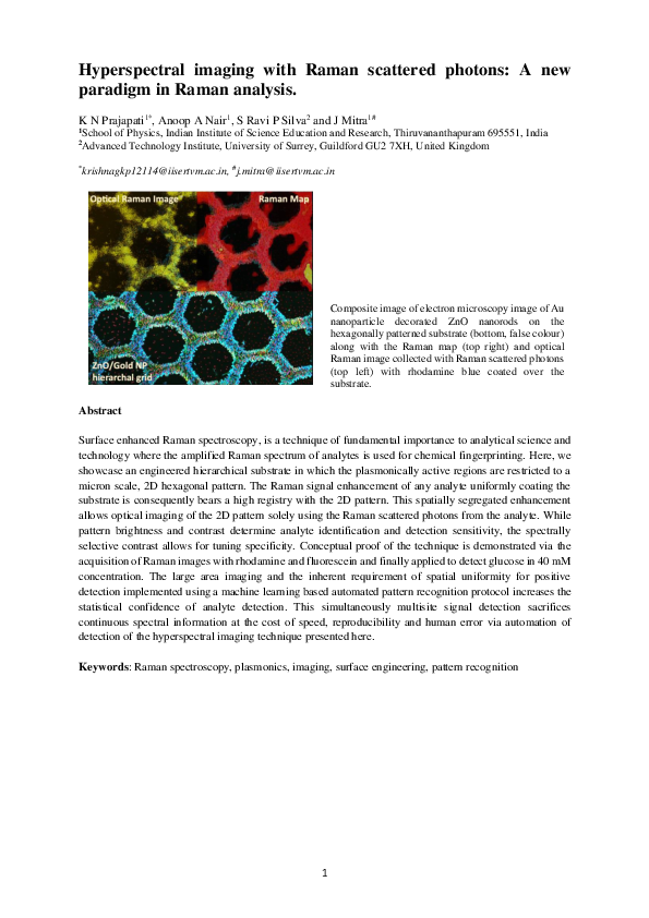 (PDF) Hyperspectral imaging with Raman scattered photons: A new ...