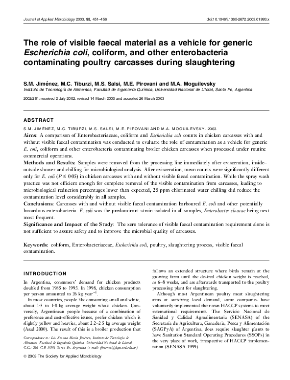 (PDF) The role of visible faecal material as a vehicle for generic ...
