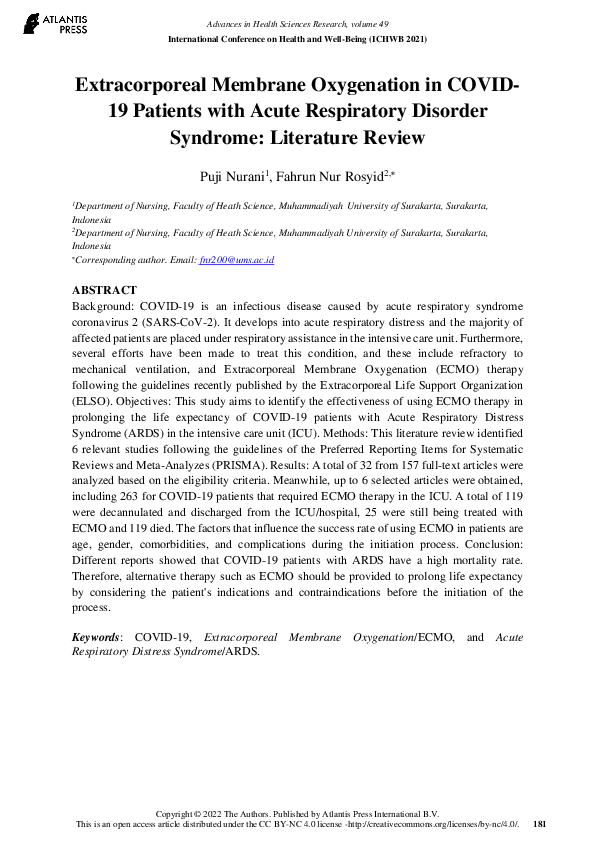 (PDF) Extracorporeal Membrane Oxygenation in COVID-19 Patients with ...