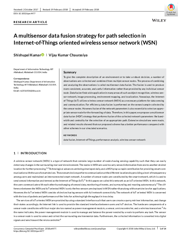 (PDF) A multisensor data fusion strategy for path selection in Internet ...