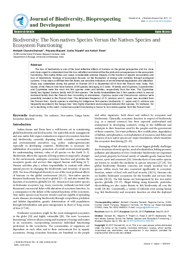 (PDF) Biodiversity: The Non-natives Species Versus the Natives Species