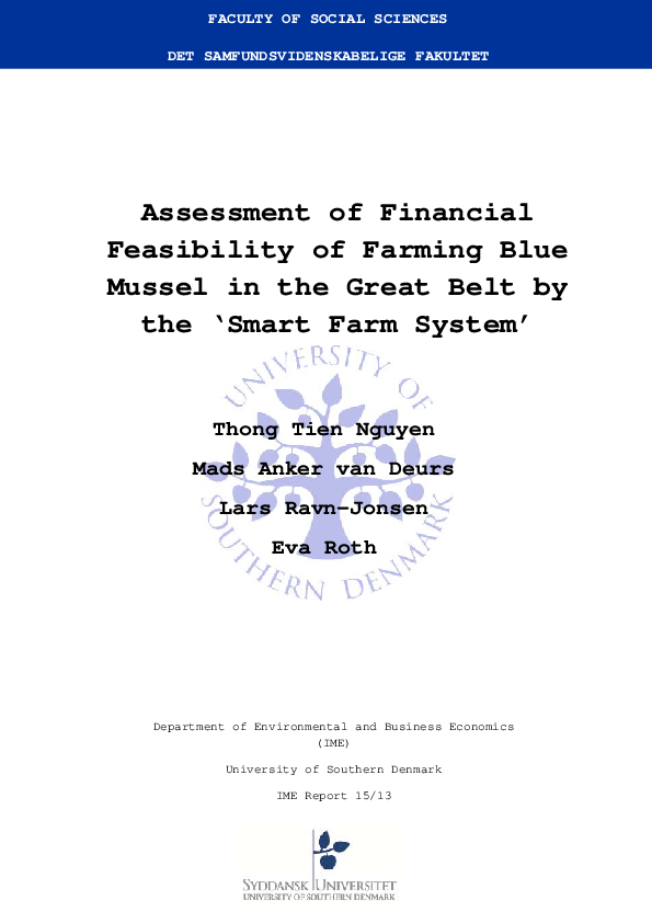 (PDF) Assessment of ﬁnancial feasibility of farming blue mussel in the ...