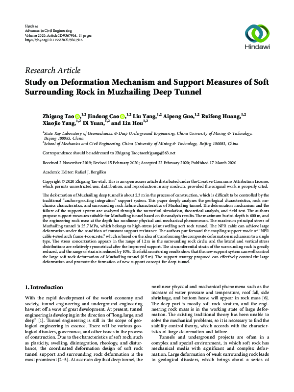 (PDF) Study on Deformation Mechanism and Support Measures of Soft ...