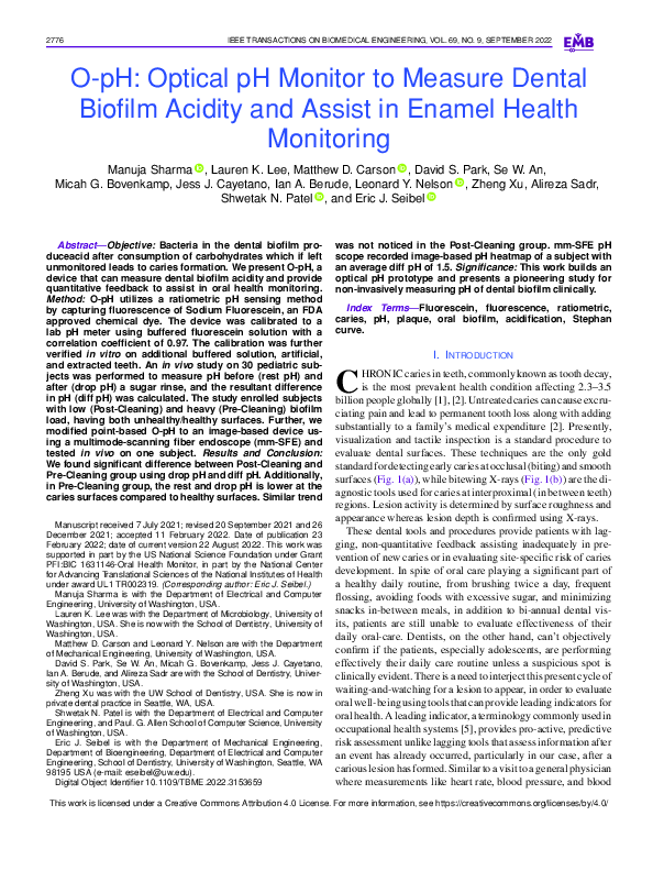 (PDF) OpH Optical pH Monitor to Measure Dental Biofilm Acidity and Assist in Enamel Health