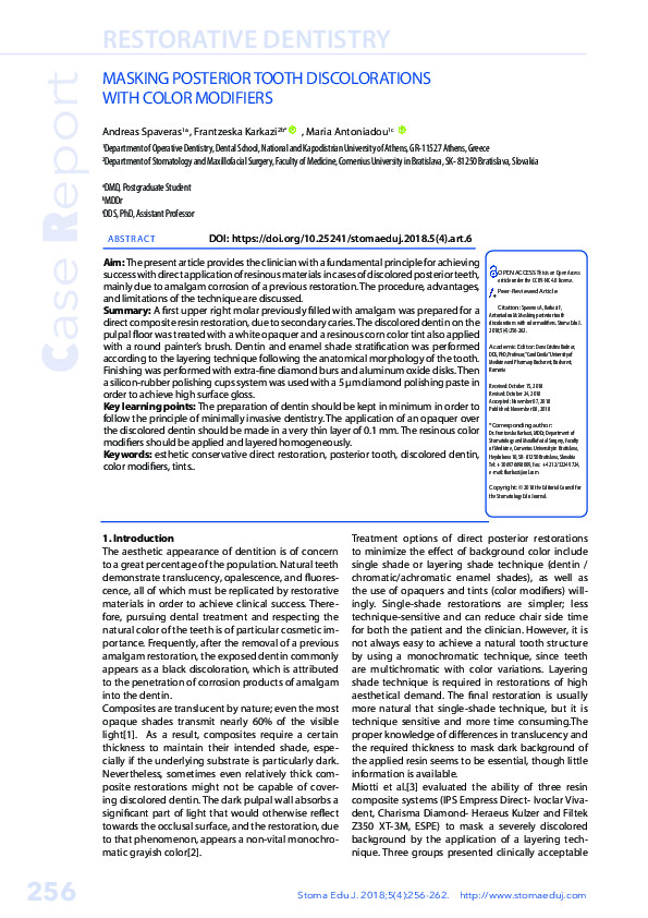 (PDF) Masking posterior tooth discolorations with color modifiers