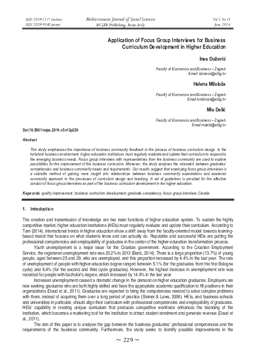(PDF) Application of Focus Group Interviews for Business Curriculum ...