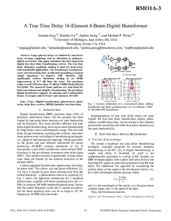 (PDF) A True Time Delay 16-Element 4-Beam Digital Beamformer