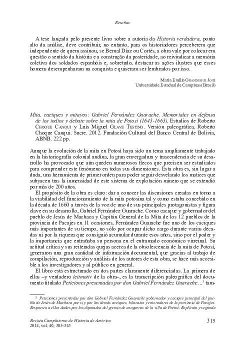 (PDF) Mita, caciques y mitayos: Gabriel Fernández Guarache. Memoriales ...