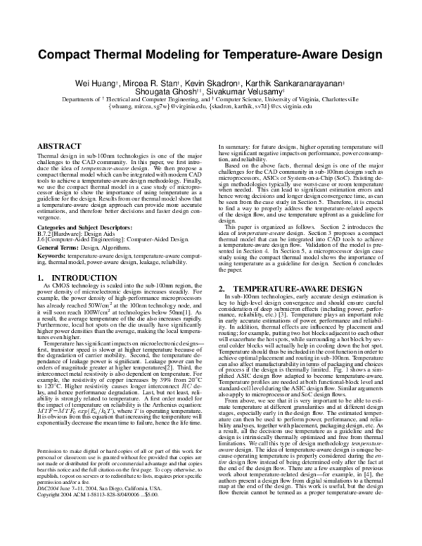 (PDF) Compact thermal modeling for temperature-aware design