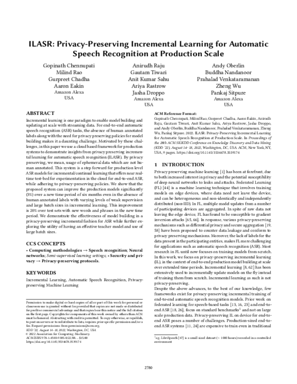 (PDF) ILASR: Privacy-Preserving Incremental Learning for Automatic ...