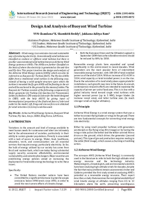 (PDF) Design And Analysis of Buoyant Wind Turbine